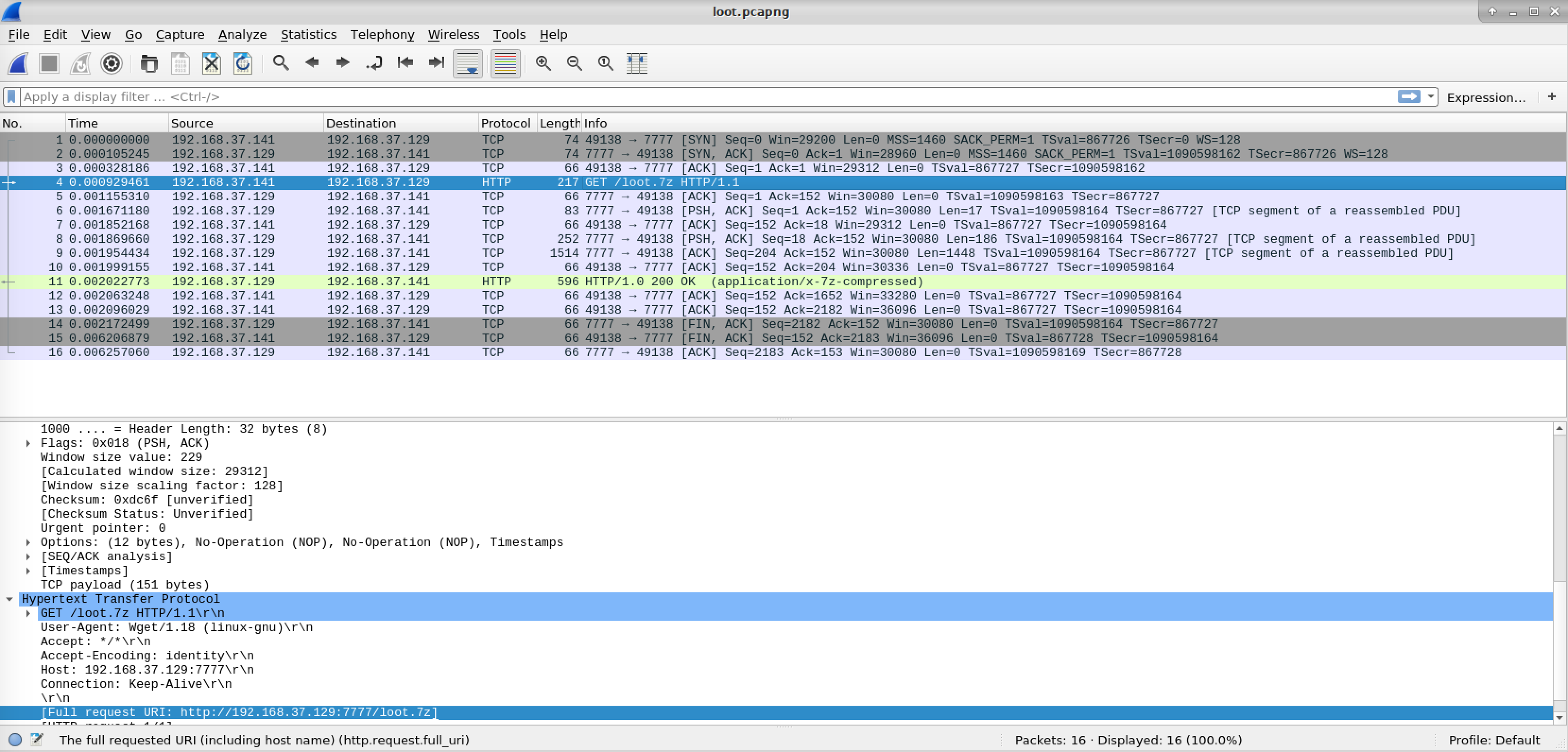 Wireshark screenshot